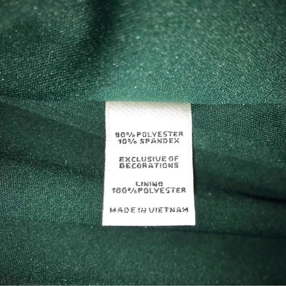 Neiman Marcus Green Velvet Flutter Sleeve High-Low Flounce Hem Midi A Line Dress - Picture 9 of 9